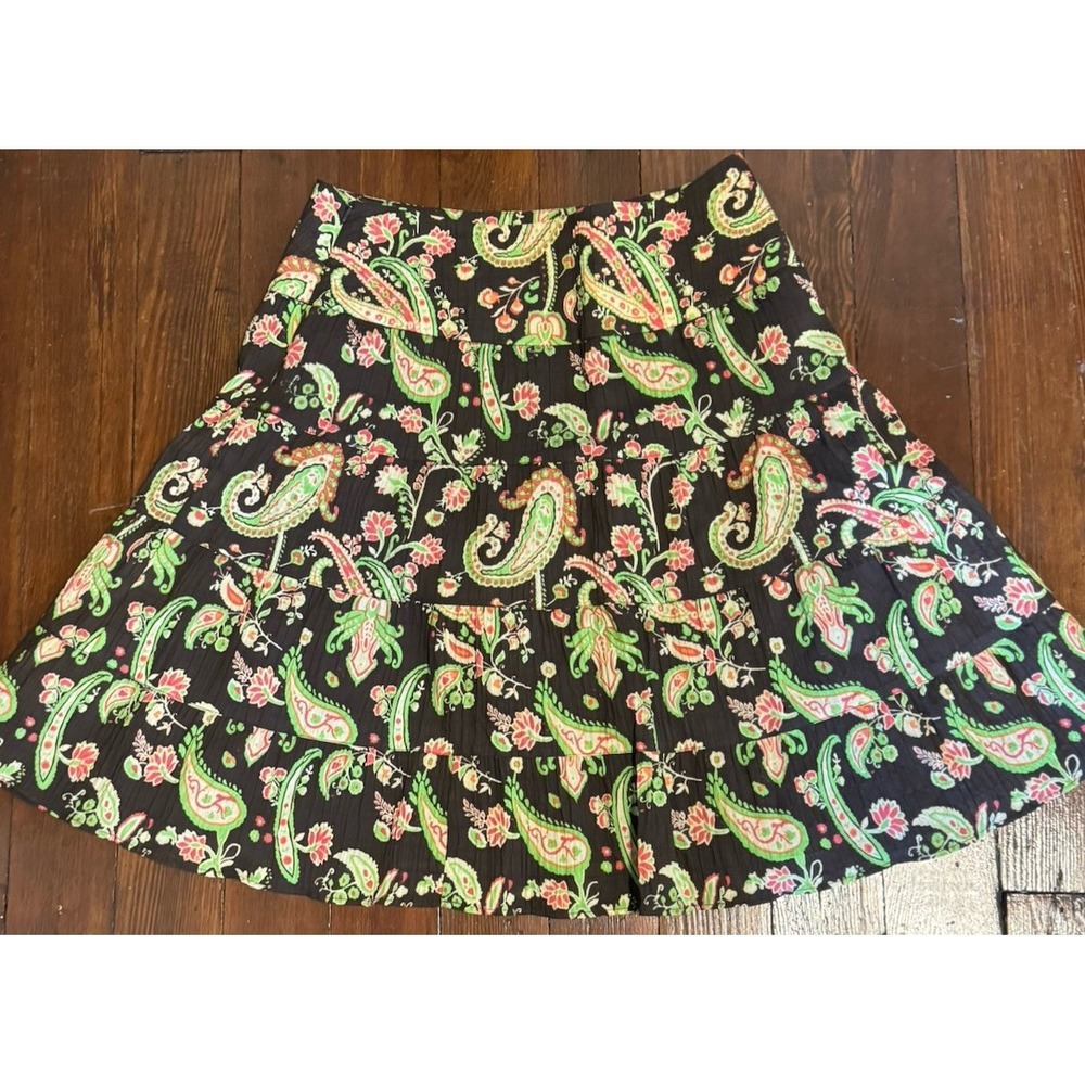 Harold's Beautiful S Cotton Skirt Size 4 EUC ~ Paisley Brown Green Pink